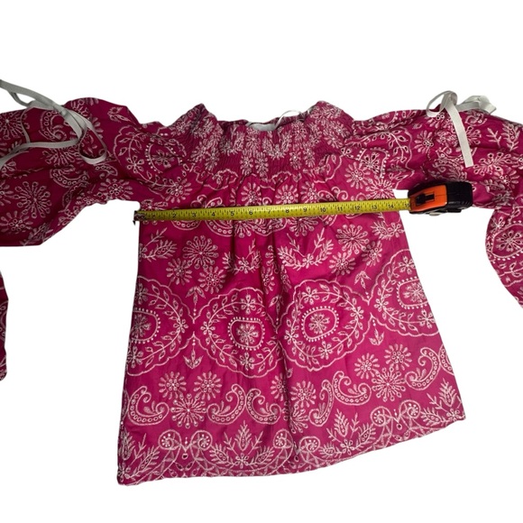 NWT Kasia x Anthropologie Pink Embroidered Off-The-Shoulder Bell Sleeve Top xs - Picture 10 of 14